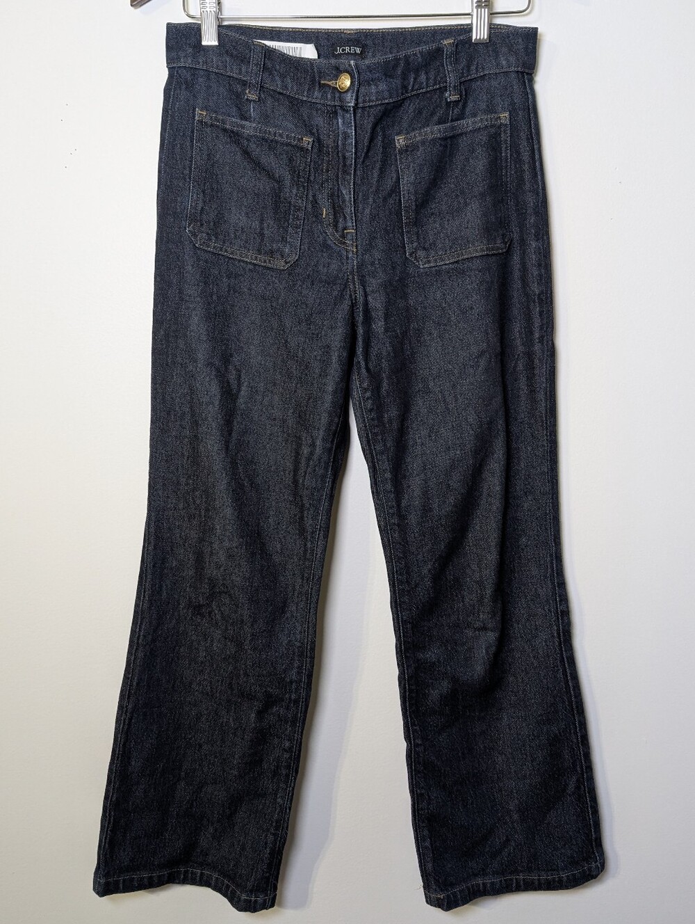 J.Crew High Rise Kickout Jeans 25 Dark Wash Sailor Patch Pocket Stretch Denim - Picture 3 of 7